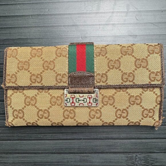 Gucci GG Canvas Sherry Line Long Wallet - Picture 1 of 6